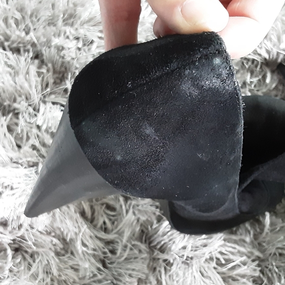 Black suede peep toe bootie **SOLD ON MERCARI** - Picture 6 of 8